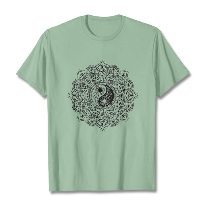Buddha Stones Mandala YinYang Symbol Pattern Tee T-shirt - PaleGreen - 2XL - image 15