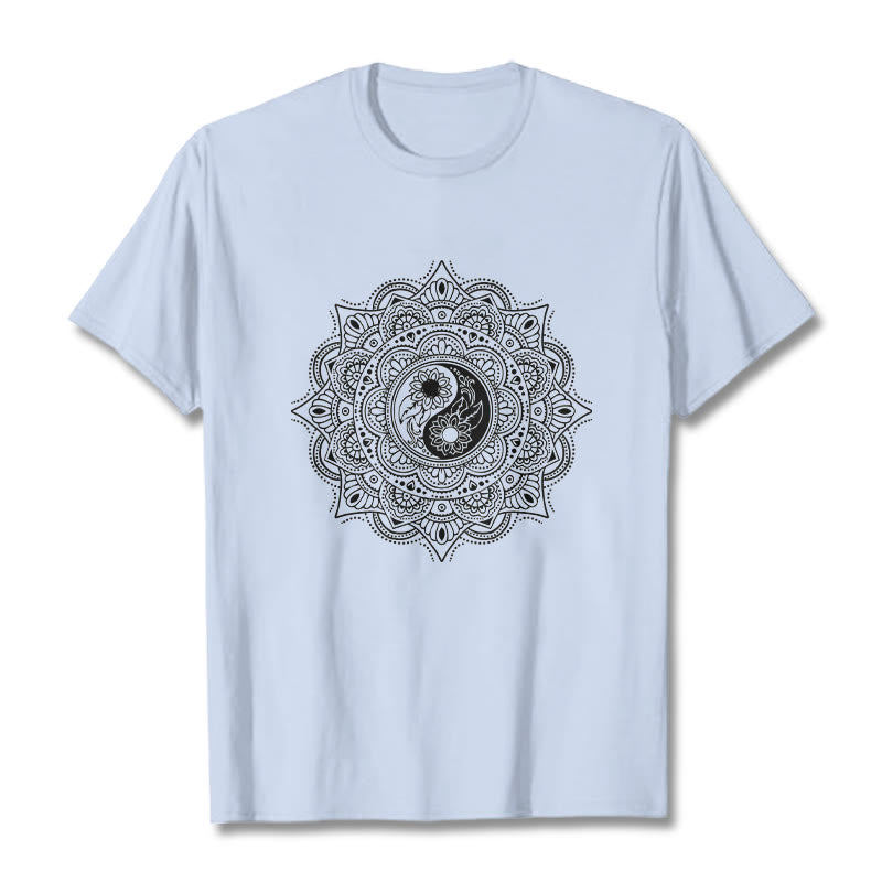 Buddha Stones Mandala YinYang Symbol Pattern Tee T-shirt - LightCyan - 2XL - image 19