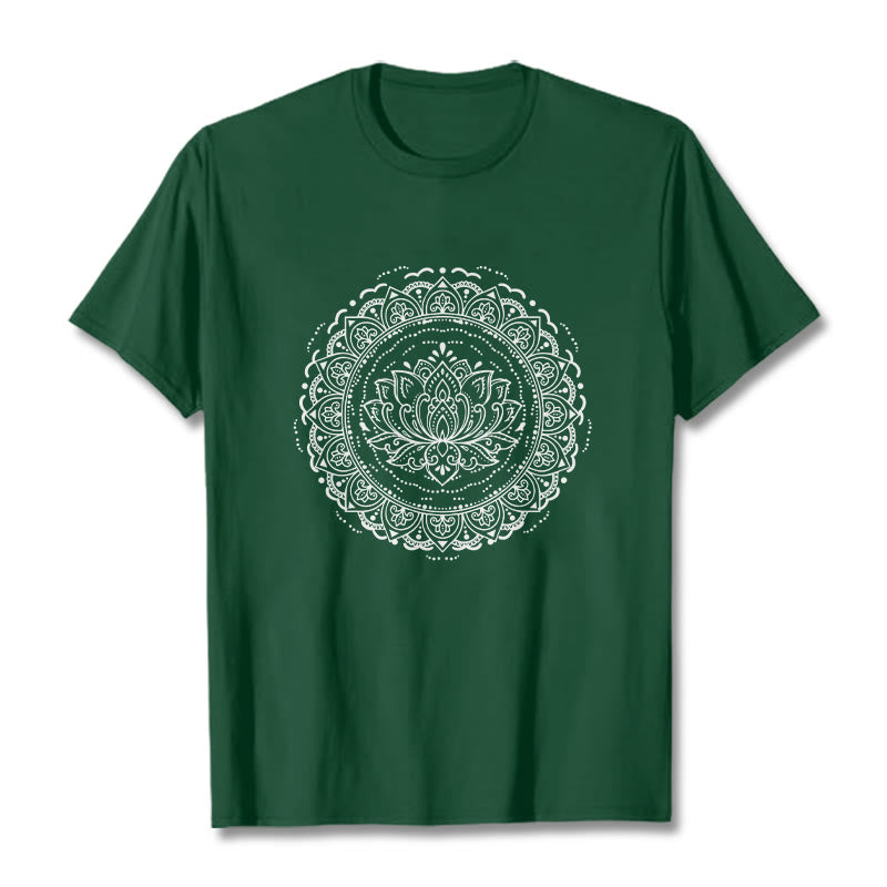 Buddha Stones Mandala Lotus Flower Pattern Tee T-shirt - ForestGreen - 2XL - image 11