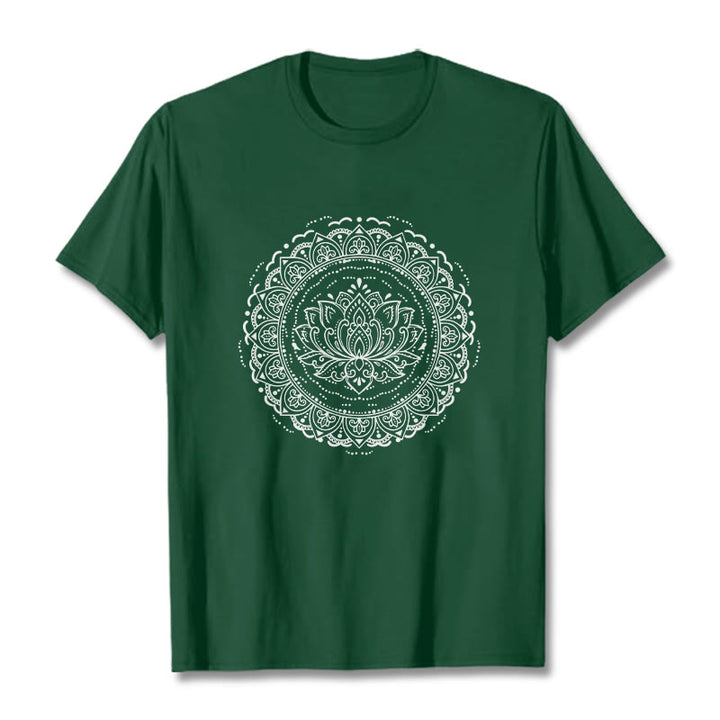 Buddha Stones Mandala Lotus Flower Pattern Tee T-shirt - ForestGreen - 2XL - image 11