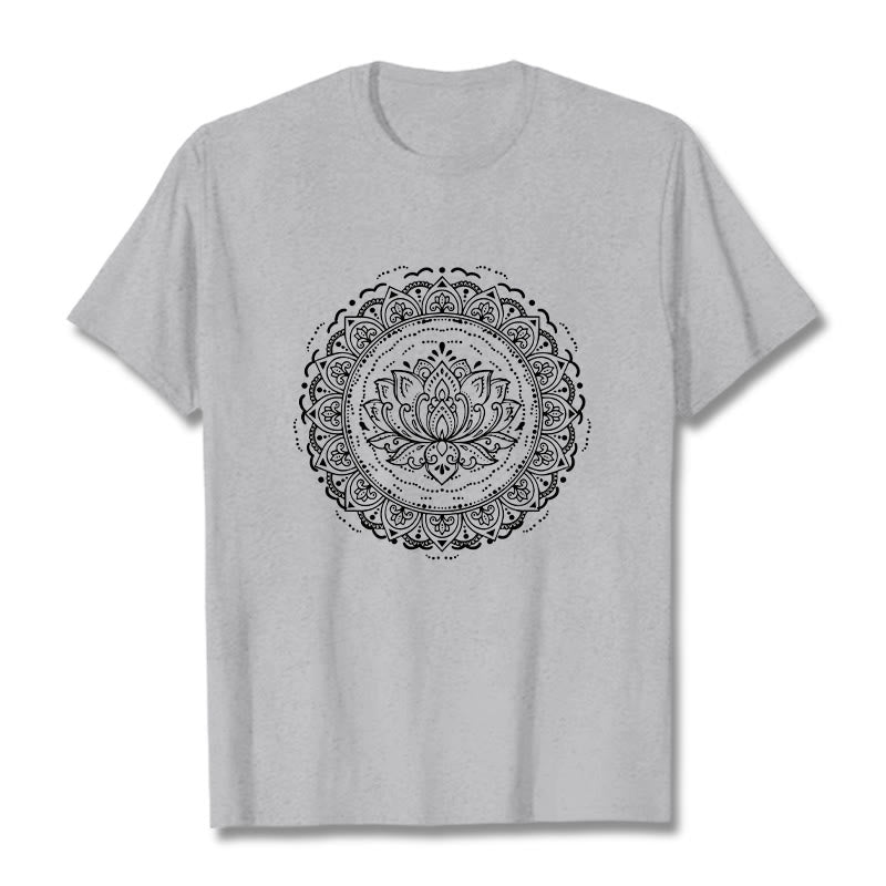 Buddha Stones Mandala Lotus Flower Pattern Tee T-shirt - LightGrey - 2XL - image 20