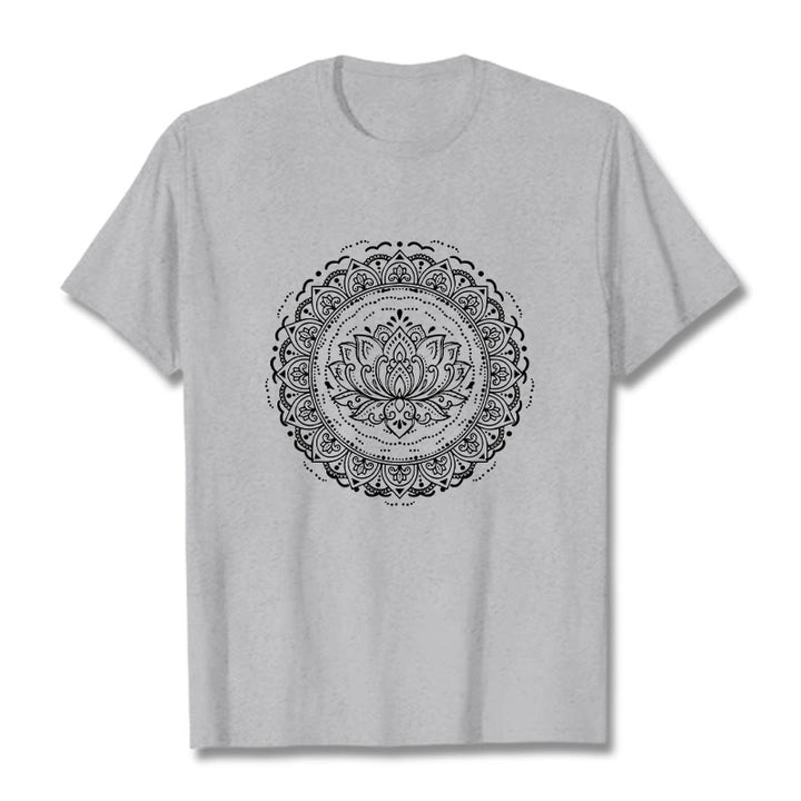 Buddha Stones Mandala Lotus Flower Pattern Tee T-shirt - LightGrey - 2XL - image 20