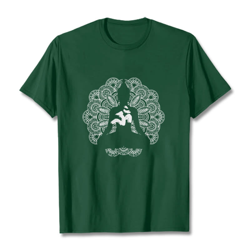 Buddha Stones Pure Color Mandala Om Symbol Pattern Tee T-shirt - ForestGreen - 2XL - image 11