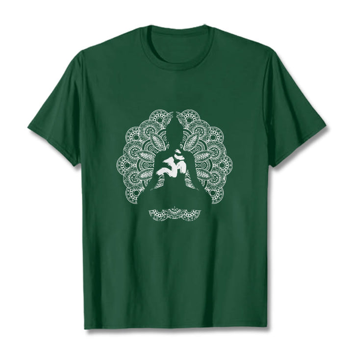 Buddha Stones Pure Color Mandala Om Symbol Pattern Tee T-shirt - ForestGreen - 2XL - image 11