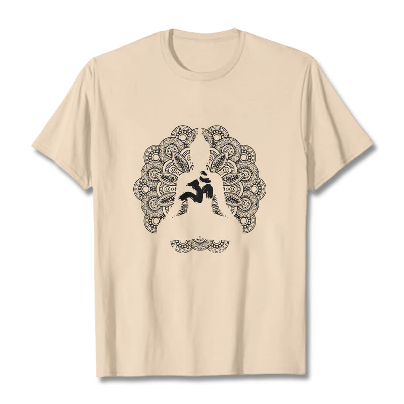 Buddha Stones Pure Color Mandala Om Symbol Pattern Tee T-shirt - Bisque - 2XL - image 9