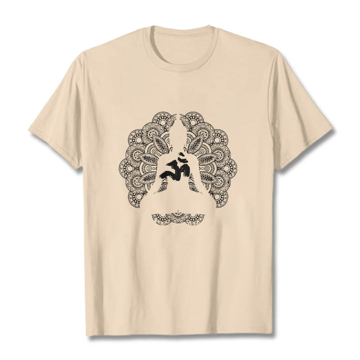 Buddha Stones Pure Color Mandala Om Symbol Pattern Tee T-shirt - Bisque - 2XL - image 9
