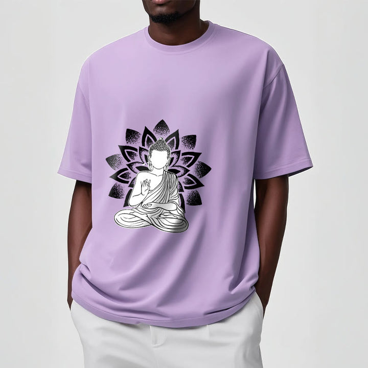 Buddha Stones Seated Buddha Lotus Flower Pattern Tee T-shirt - image 18