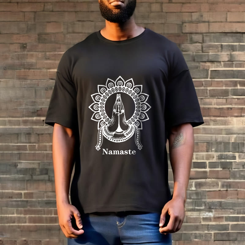 Buddha Stones Namaste Gesture Mandala Pattern Tee T-shirt - image 3