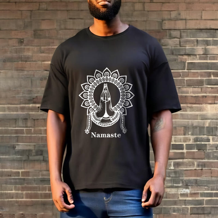Buddha Stones Namaste Gesture Mandala Pattern Tee T-shirt - image 3