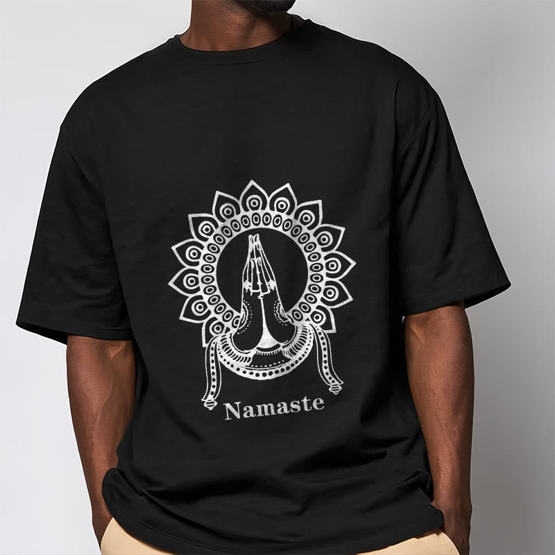Buddha Stones Namaste Gesture Mandala Pattern Tee T-shirt - image 2