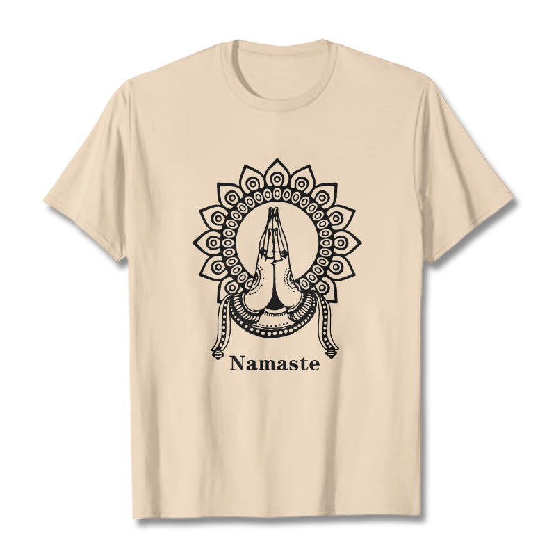 Buddha Stones Namaste Gesture Mandala Pattern Tee T-shirt - Bisque - 2XL - image 9