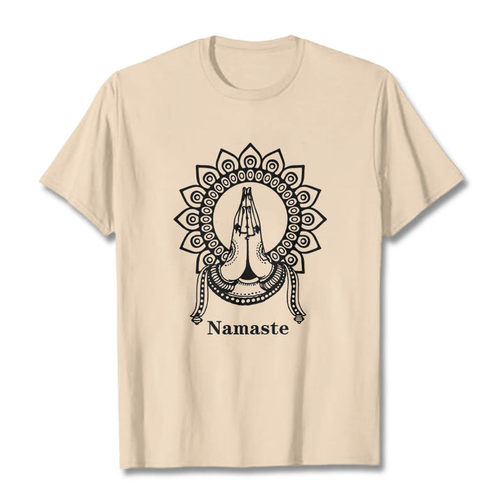 Buddha Stones Namaste Gesture Mandala Pattern Tee T-shirt - Bisque - 2XL - image 9