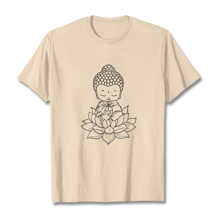 Buddha Stones Peaceful Buddha Lotus Flower Pattern Tee T-shirt - Bisque - 2XL - image 9