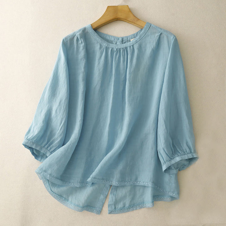 Buddha Stones Casual Plain Women's Crew Neck Design Cotton Polyester T-shirt - LightSkyBlue - US14，UK/AU18，EU46 (2XL) - image 6