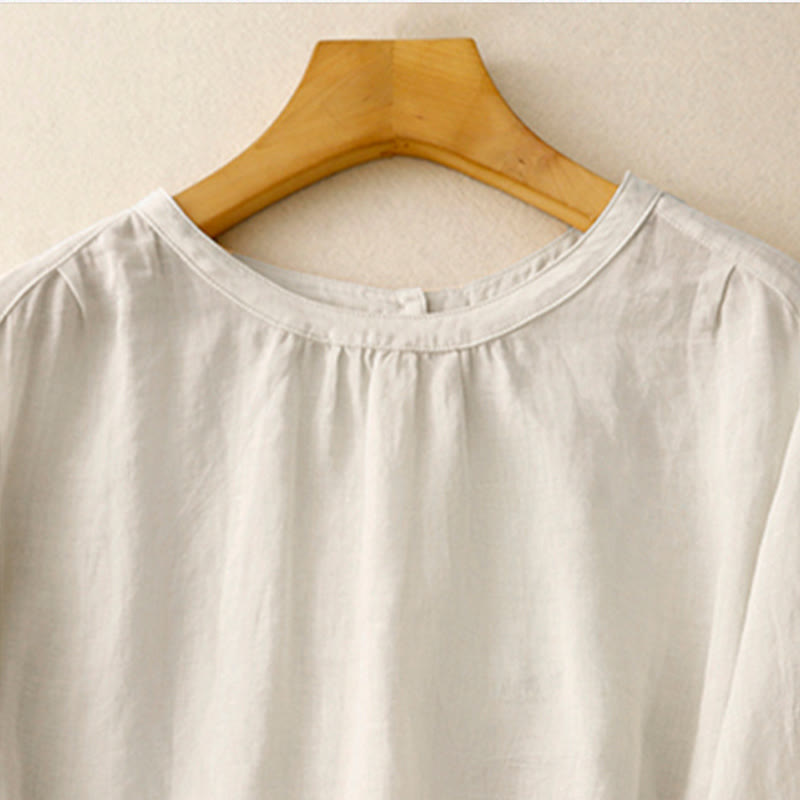 Buddha Stones Casual Plain Women's Crew Neck Design Cotton Polyester T-shirt - image 14