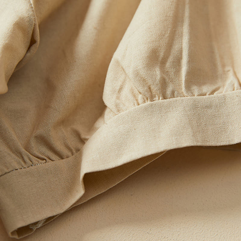 Buddha Stones Casual Plain Button Women's Short Sleeve Cotton Linen T-shirt - image 11