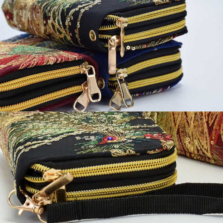 Peacock Double-sided Embroidery Cash Holder Wallet Shopping Purse - image 11
