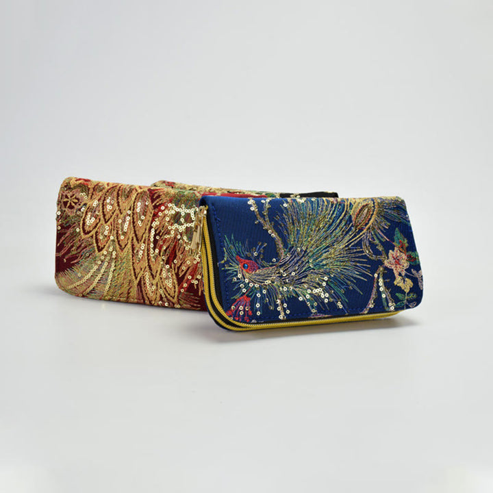 Peacock Double-sided Embroidery Cash Holder Wallet Shopping Purse - image 4
