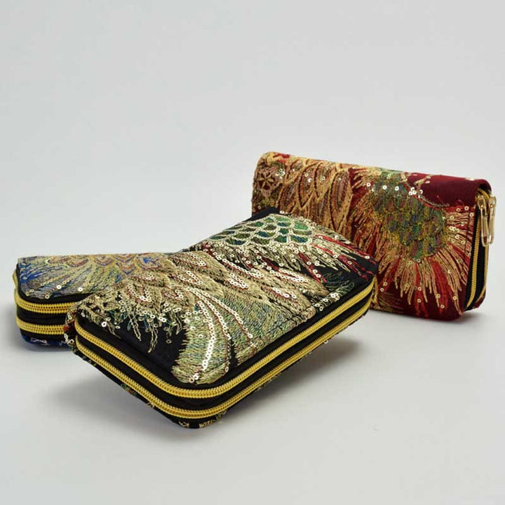 Peacock Double-sided Embroidery Cash Holder Wallet Shopping Purse - image 2