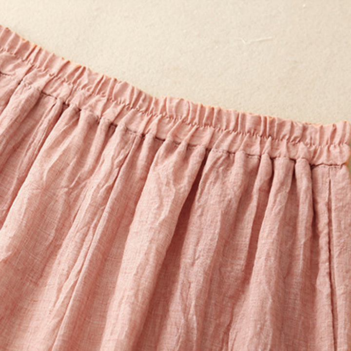 Buddha Stones Frog-Button Hem Slit Design Women's Wide Leg Cotton Linen Pants With Pockets - image 16