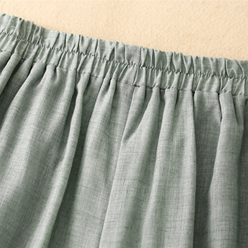 Buddha Stones Frog-Button Hem Slit Design Women's Wide Leg Cotton Linen Pants With Pockets - image 19