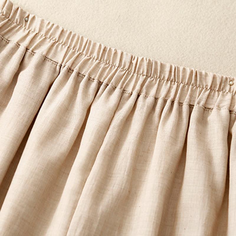 Buddha Stones Frog-Button Hem Slit Design Women's Wide Leg Cotton Linen Pants With Pockets - image 2