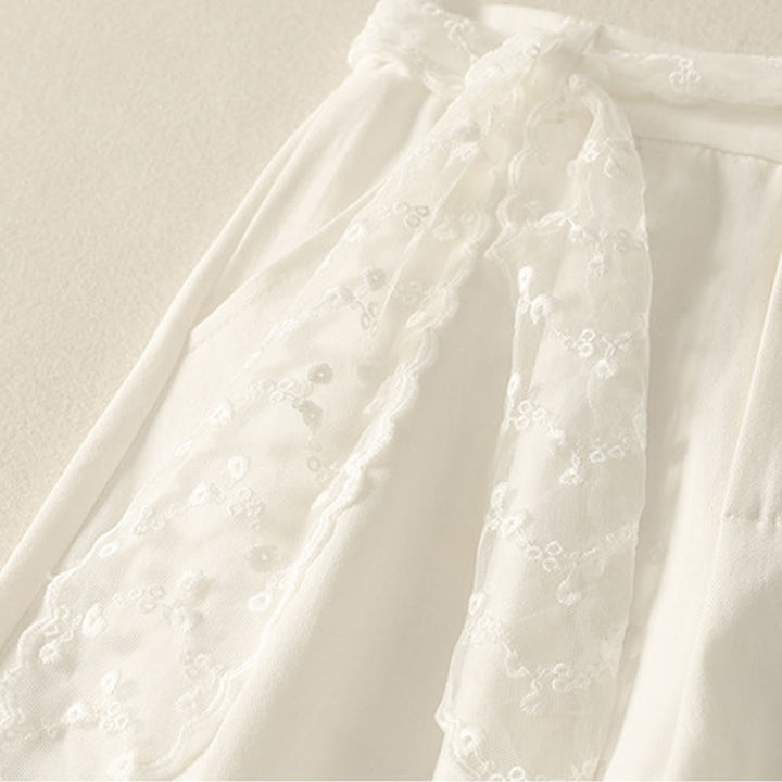 Buddha Stones Daily Solid Color Lace Belt Women's Wide Leg Cotton Pants With Pockets - image 10