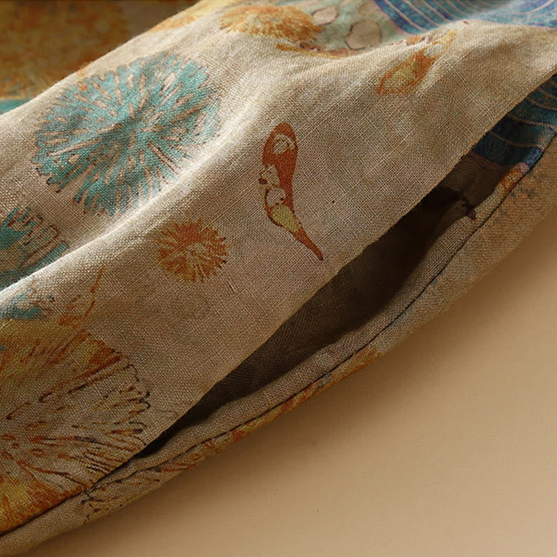 Buddha Stones Retro Casual Chinese Frog-Button Design Women's Harem Pants With Pockets - image 10