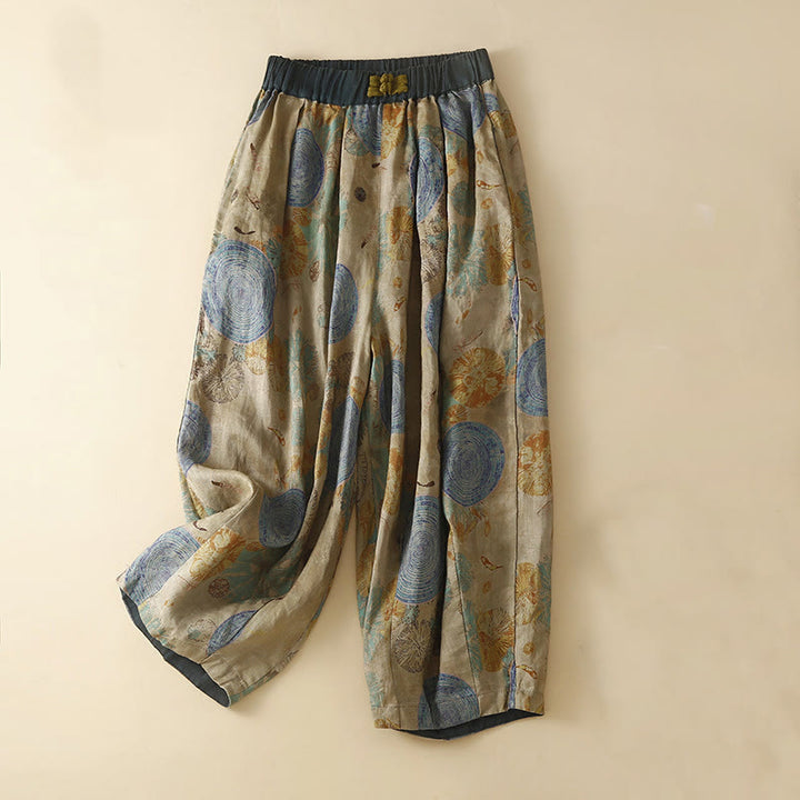 Buddha Stones Retro Casual Chinese Frog-Button Design Women's Harem Pants With Pockets - SteelBlue - US8-10，UK/AU12-14，EU40-42 (2XL) - image 7