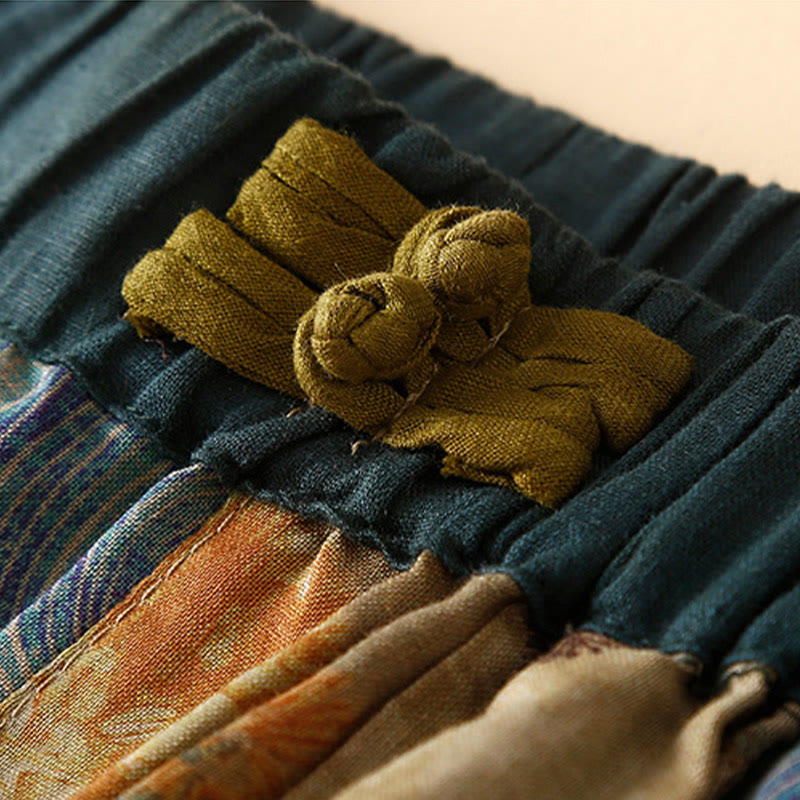 Buddha Stones Retro Casual Chinese Frog-Button Design Women's Harem Pants With Pockets - image 10