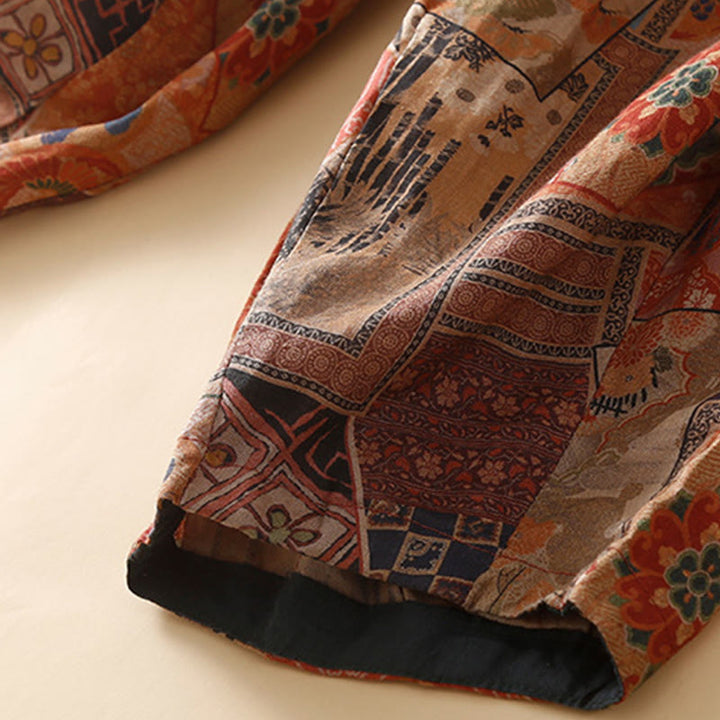 Buddha Stones Retro Casual Chinese Frog-Button Design Women's Harem Pants With Pockets - image 19