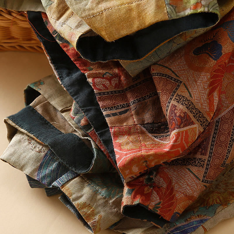 Buddha Stones Retro Casual Chinese Frog-Button Design Women's Harem Pants With Pockets - image 22