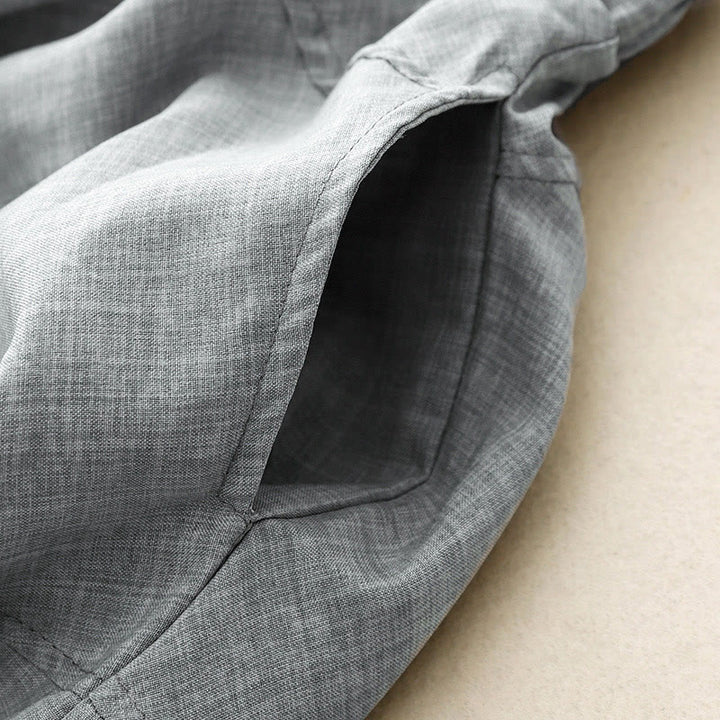 Buddha Stones Plain LightSteelBlue Women's Wide Leg Cotton Linen Pants With Pockets - image 4