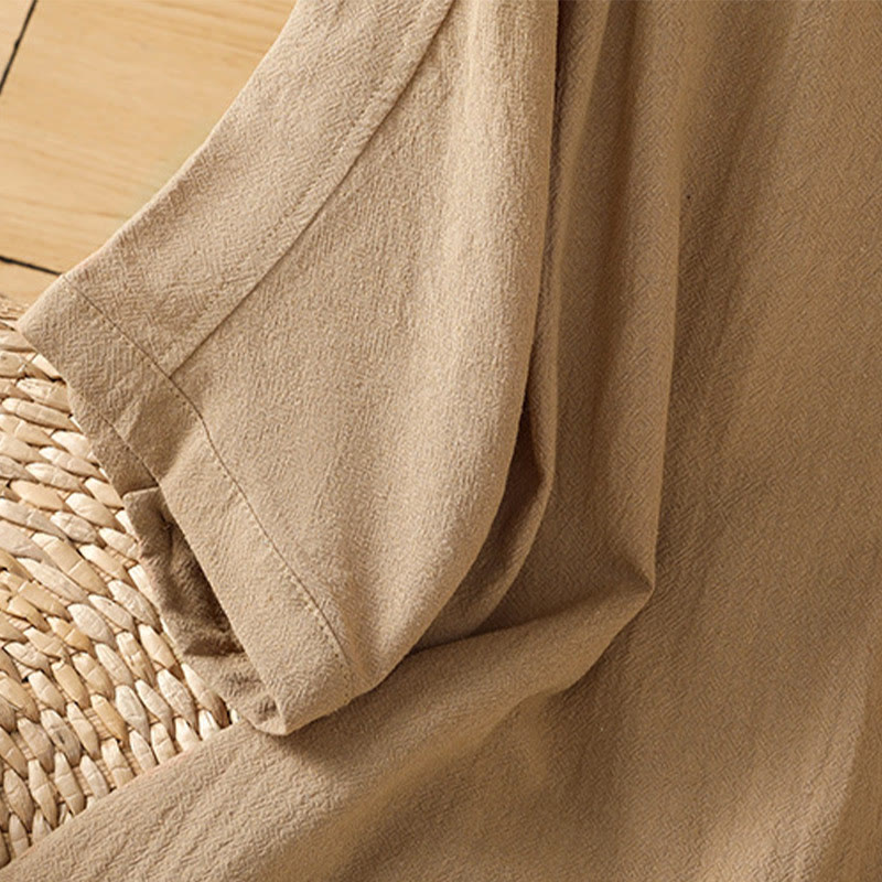 Buddha Stones Casual Plain Buttons Half Sleeve Women's Cotton Linen Shirt With Pocket - image 31