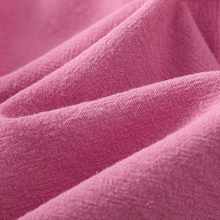 Buddha Stones Casual Plain Buttons Half Sleeve Women's Cotton Linen Shirt With Pocket - image 39