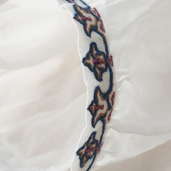 Buddha Stones Summer Embroided Three Quarter Lantern Sleeve Women's Cotton Linen T-Shirt - image 10