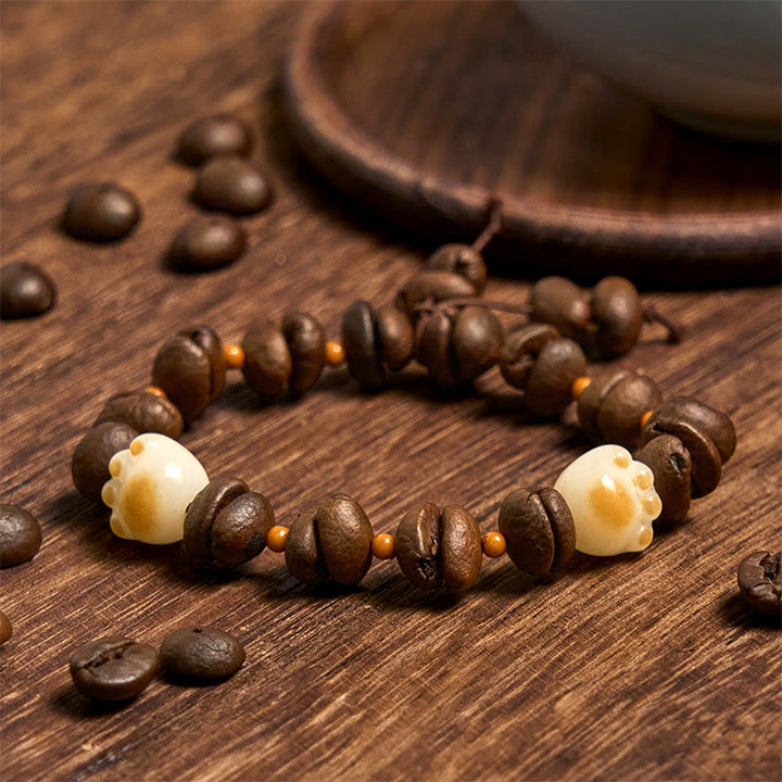 Buddha Stones Handmade Natural Coffee Beans Cat Head Bodhi Seed Claw Paw Peace Bracelet - Bodhi Seed Cat Claw(Wrist Circumference 14-17cm) - image 14