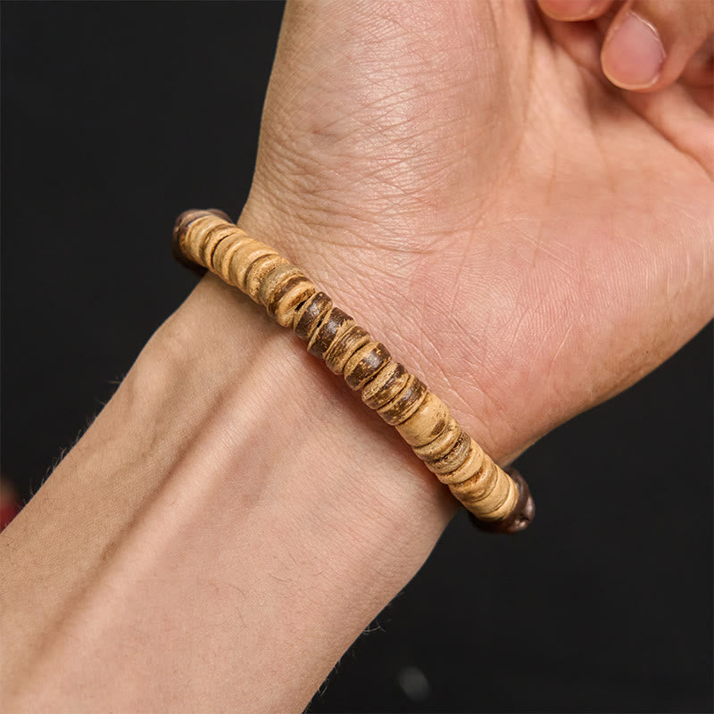 Buddha Stones Handmade Natural Coffee Beans Coconut Shell Happiness Bracelet - image 4