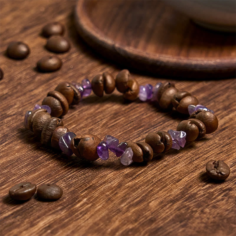 Buddha Stones Handmade Natural Coffee Beans Amethyst Citrine Amazonite Irregular Crystal Bracelet - image 2