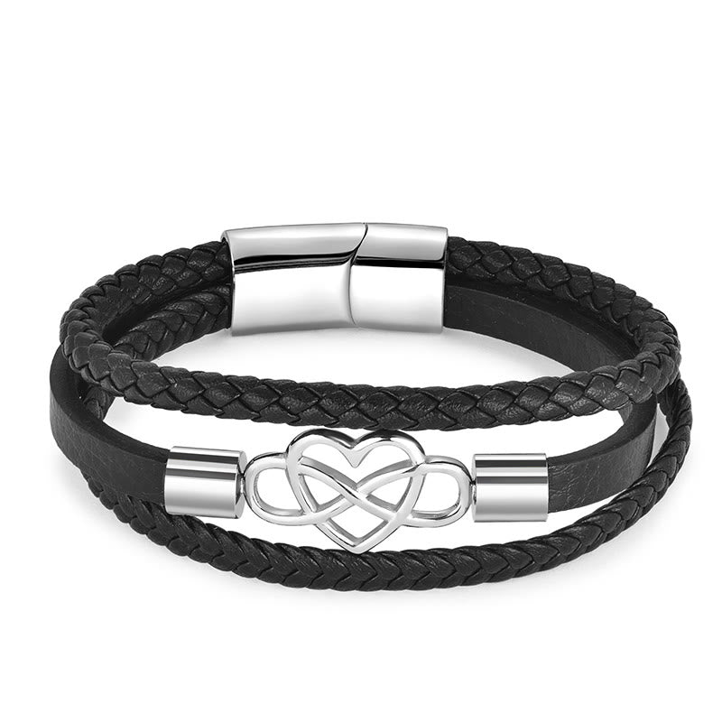 Buddha Stones Geometric Leather Titanium Steel Strengthen Buckle Bracelet - image 5