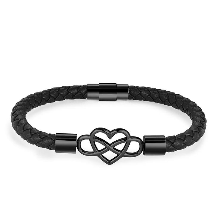 Buddha Stones Geometric Leather Titanium Steel Strengthen Buckle Bracelet - Single Layer Steel(Wrist Circumference 19cm) - image 9