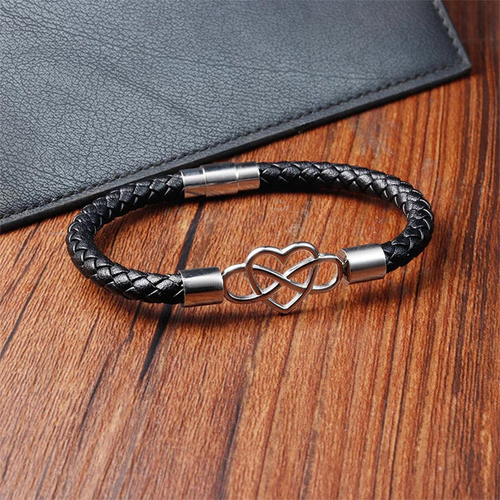 Buddha Stones Geometric Leather Titanium Steel Strengthen Buckle Bracelet - image 14