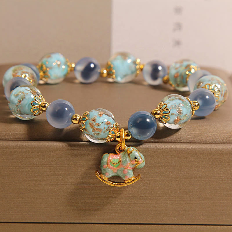 Buddha Stones Natural Candy Agate White Crystal Horse Strength Bracelet - Candy Agate(Wrist Circumference: 15-19cm) - image 1