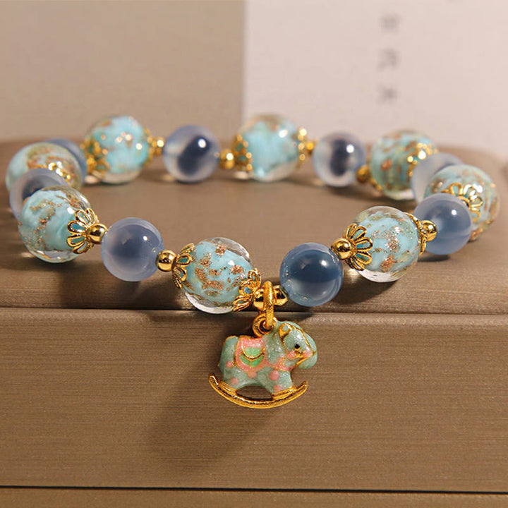 Buddha Stones Natural Candy Agate White Crystal Horse Strength Bracelet - Candy Agate(Wrist Circumference: 15-19cm) - image 1