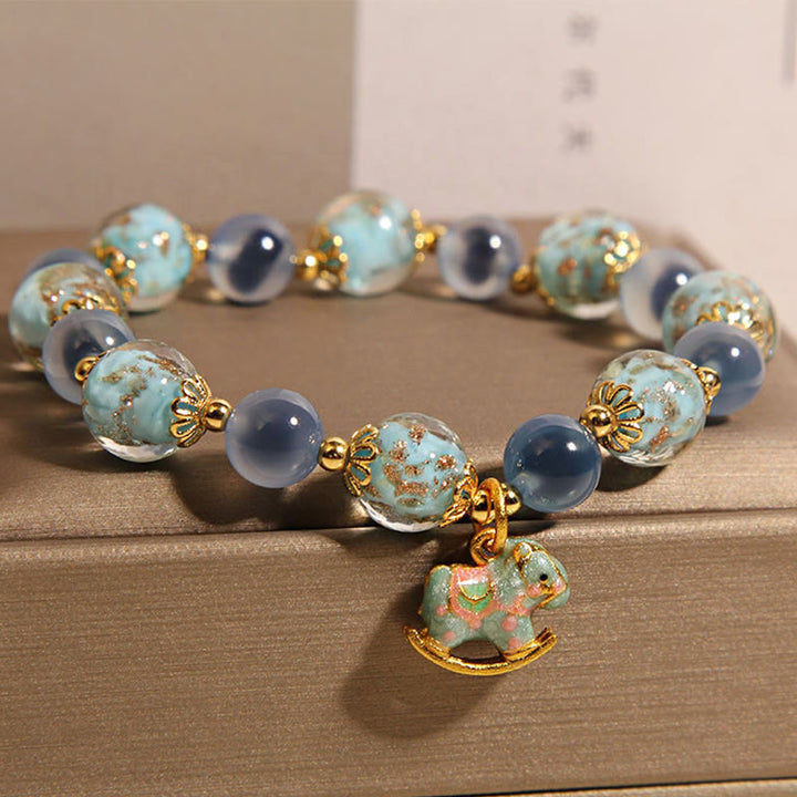Buddha Stones Natural Candy Agate White Crystal Horse Strength Bracelet - image 3