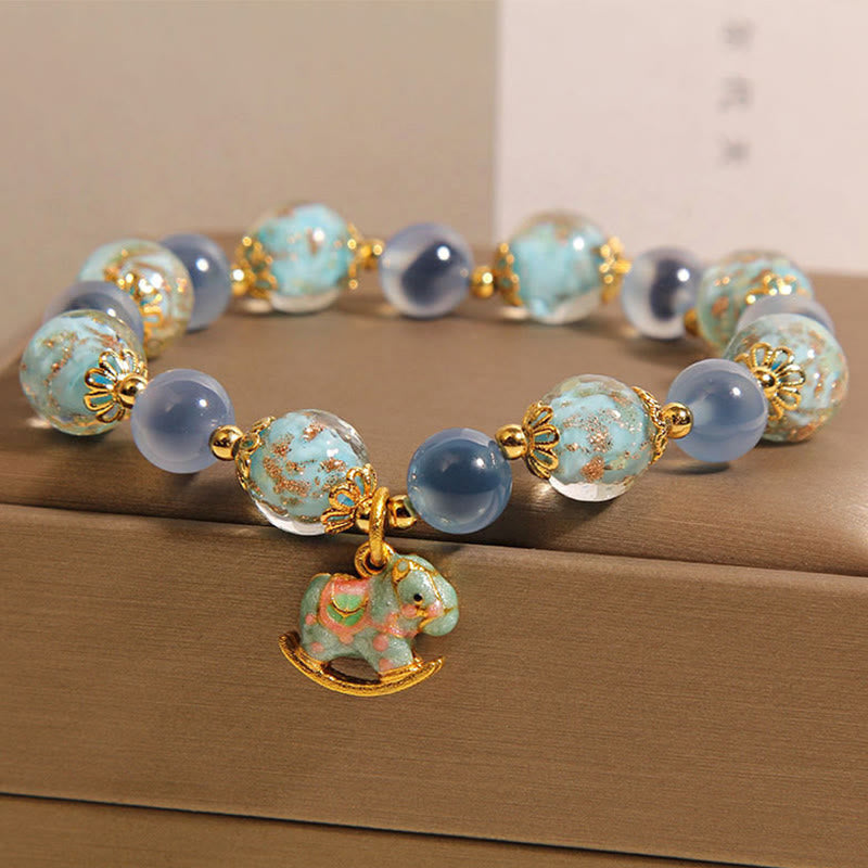 Buddha Stones Natural Candy Agate White Crystal Horse Strength Bracelet - image 2
