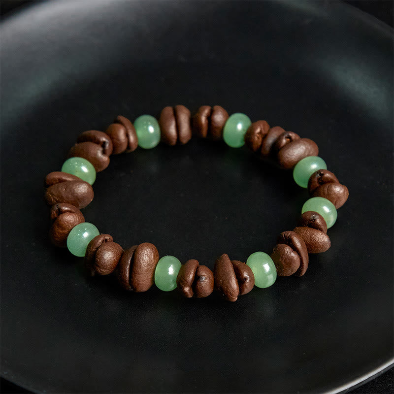 Buddha Stones Natural Coffee Beans Green Aventurine Huanglong Jade Beads Bracelet - image 4