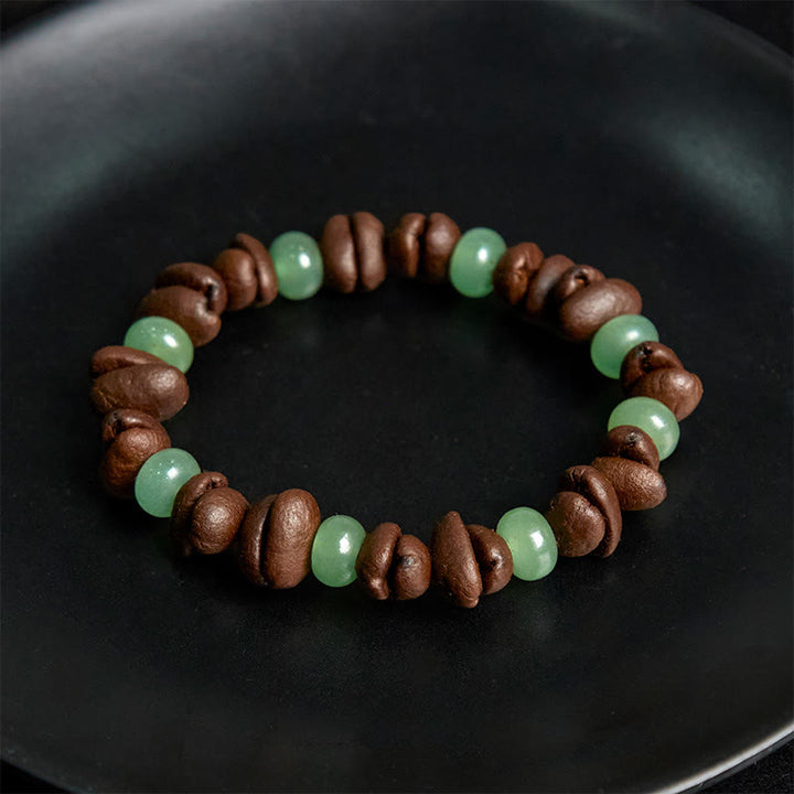 Buddha Stones Natural Coffee Beans Green Aventurine Huanglong Jade Beads Bracelet - image 4