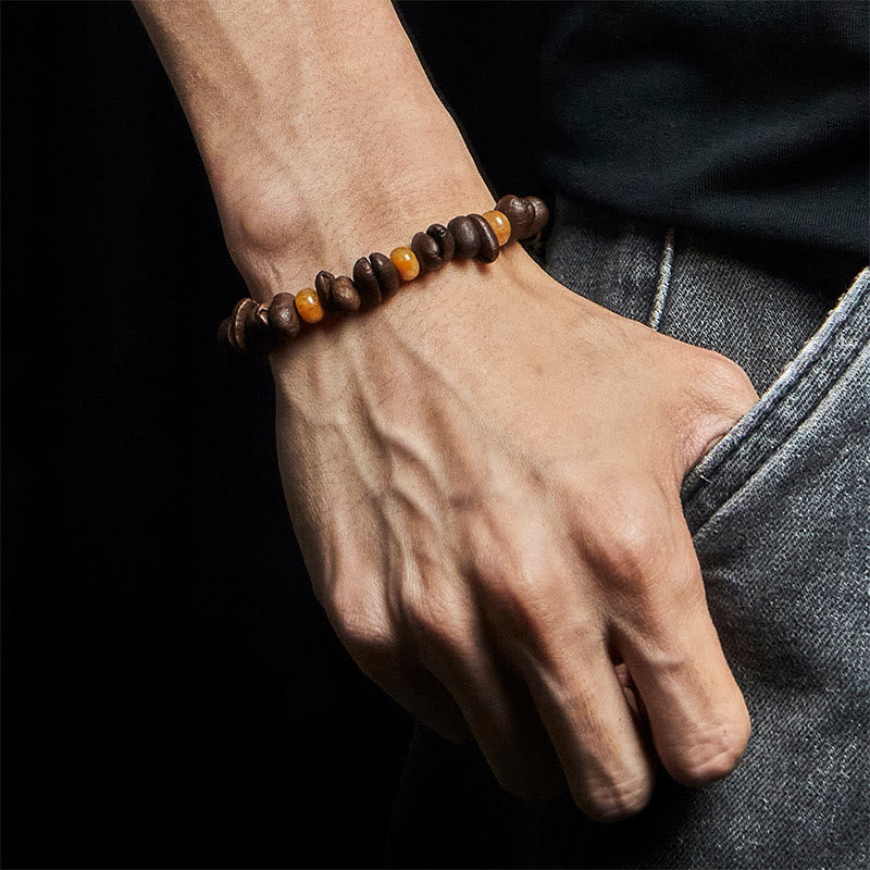 Buddha Stones Natural Coffee Beans Green Aventurine Huanglong Jade Beads Bracelet - image 10