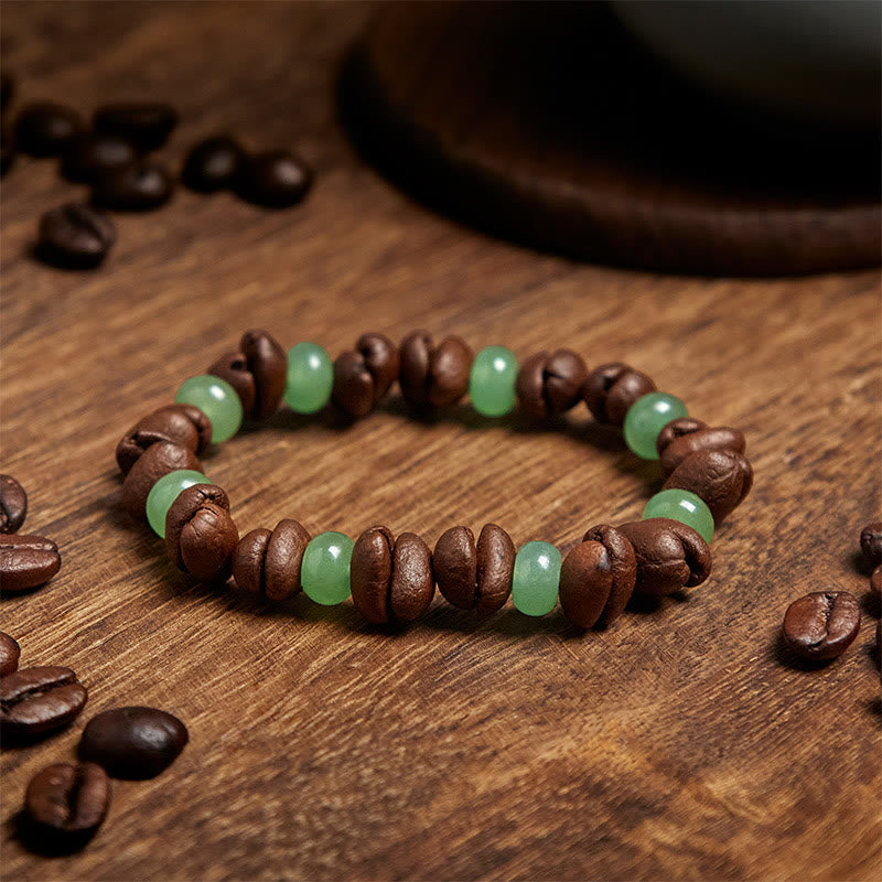 Buddha Stones Natural Coffee Beans Green Aventurine Huanglong Jade Beads Bracelet - image 3